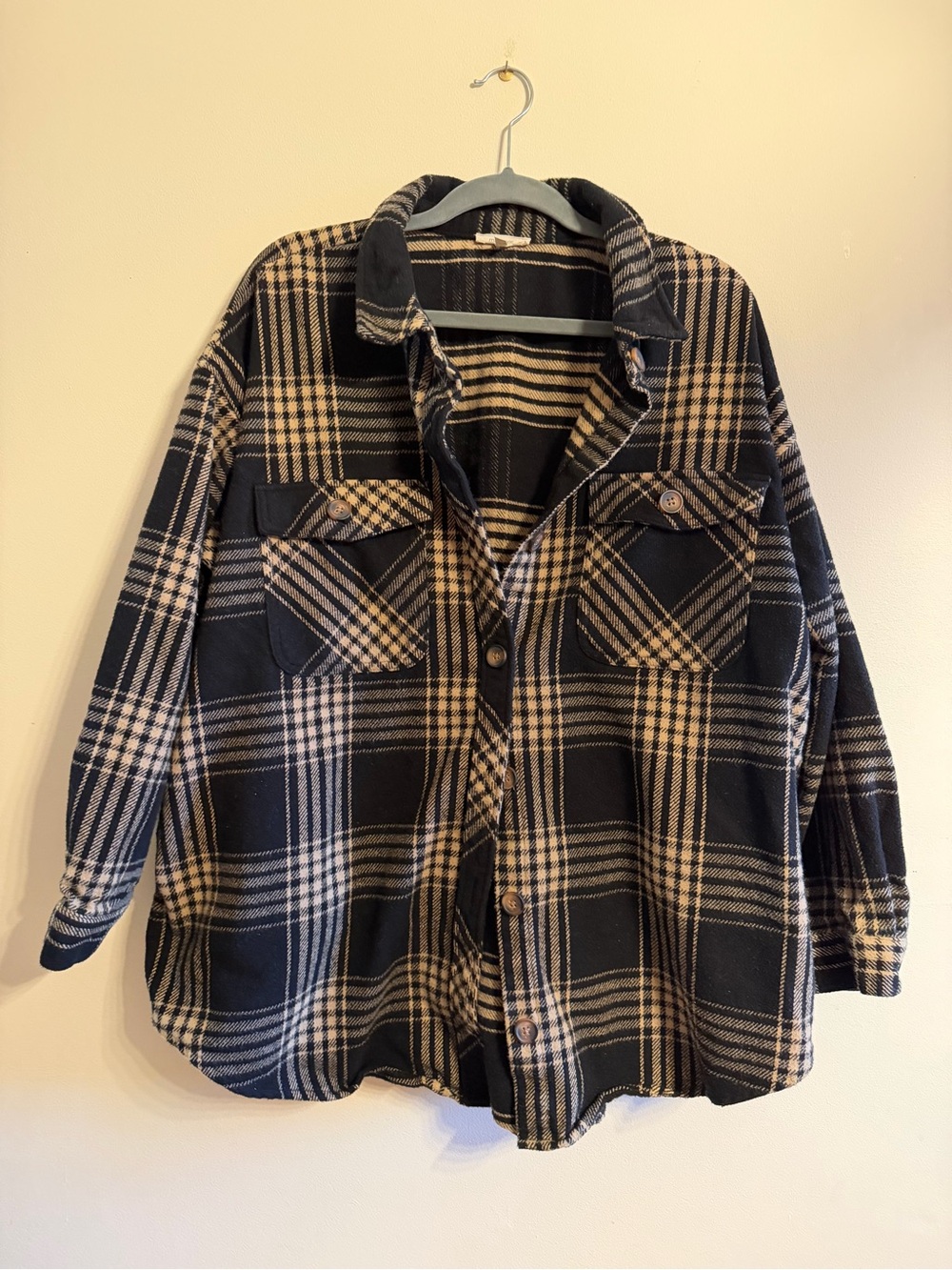 Black and Tan Plaid Flannel Shirt Jacket - Shacket Maurice’s plus size 2X
